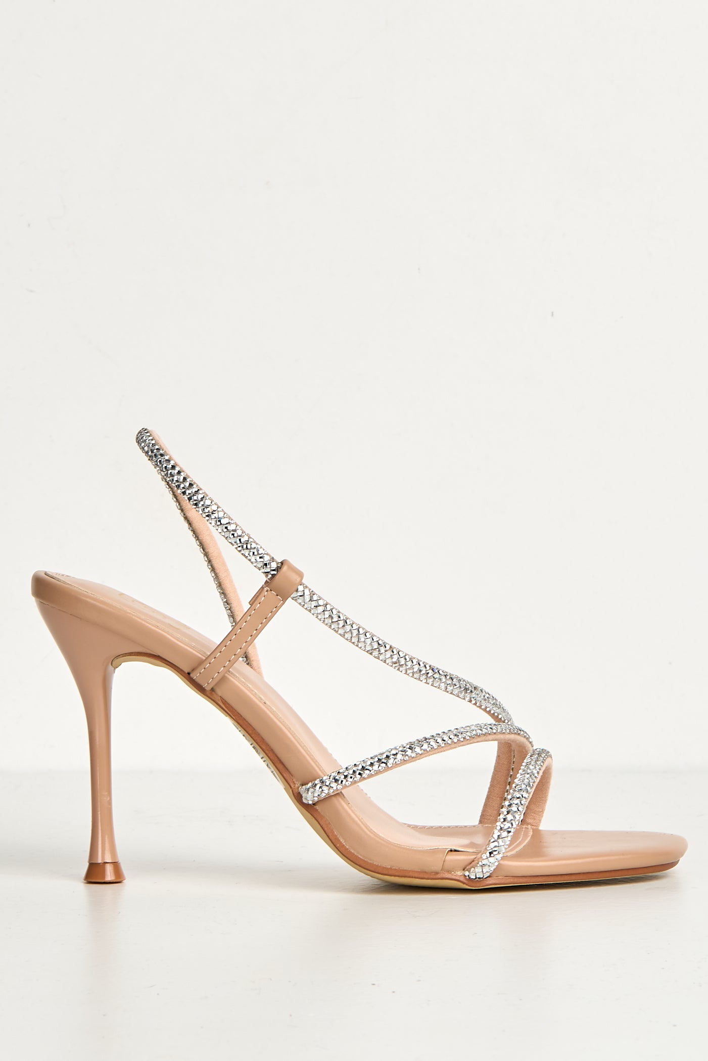 Val 3 Diamante Band Stiletto Heeled Sandals In Nude SQC-153-NUD