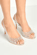 Eliana Diamante & Pearl Encrusted Slingback Heeled Sandals In Silver by Miss Diva