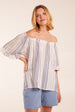 Metallic Strip Bardot Top by Blue Vanilla