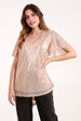 Angel Sleeve V Neck Sequin Top by Blue Vanilla
