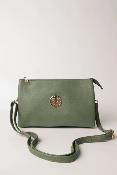 Khaki - Clutch With Detachable Strap by Blue Vanilla