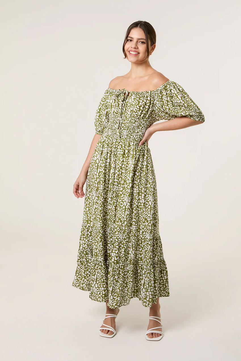 Tie Front Shirred Dress BV257860056A