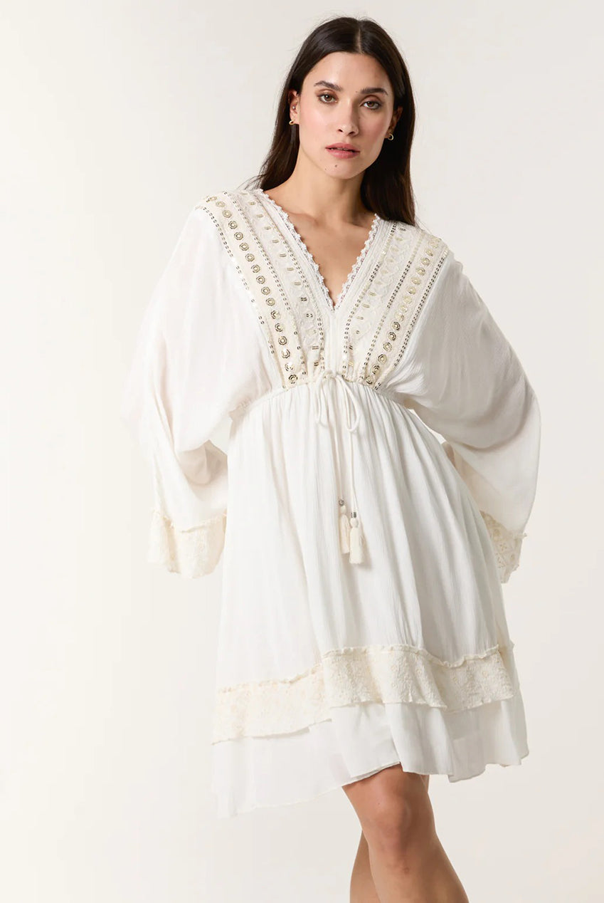 Embellished Kimono Sleeve Mini Dress BV257862014A