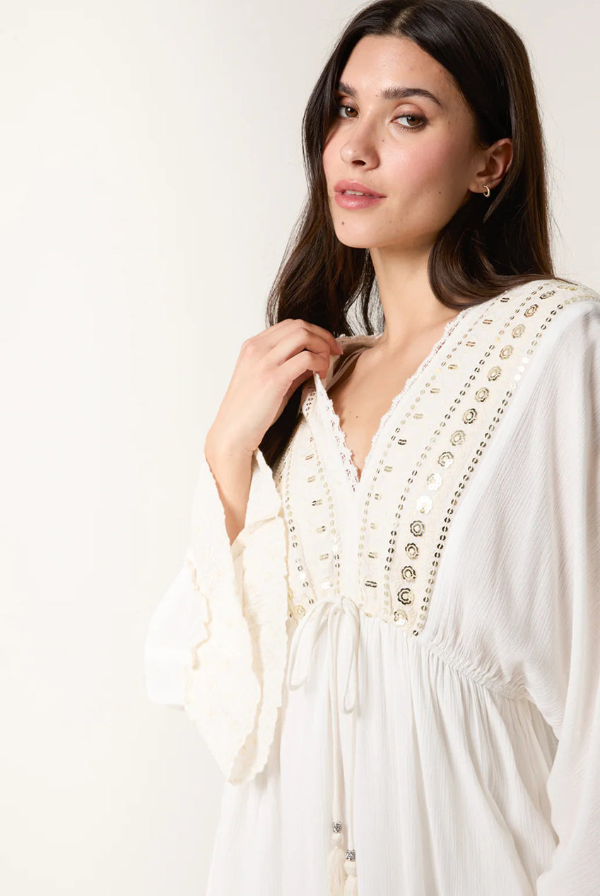 Embellished Kimono Sleeve Mini Dress BV257862014A