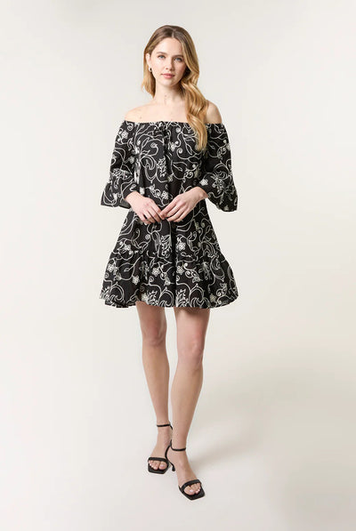Black - Embroidered Smock Dress by Blue Vanilla