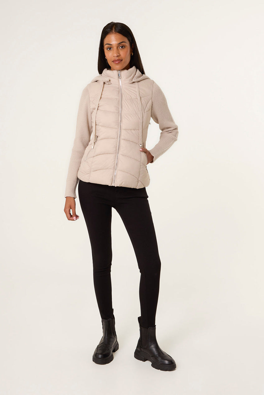 Knitted Sleeve Puffer Jacket BV258118001