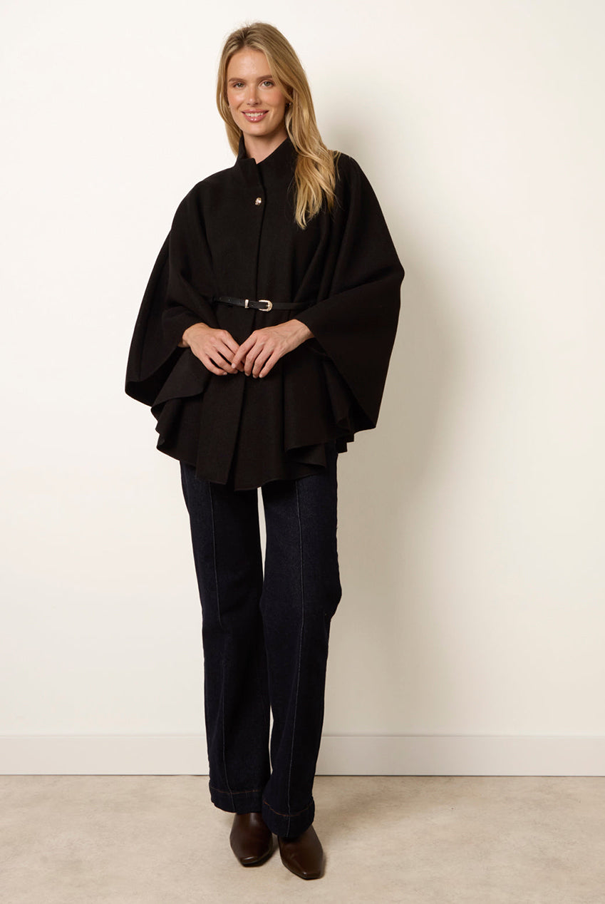 Funnel Neck Tie Front Cape BV261100003