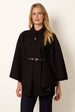 Funnel Neck Tie Front Cape by Blue Vanilla