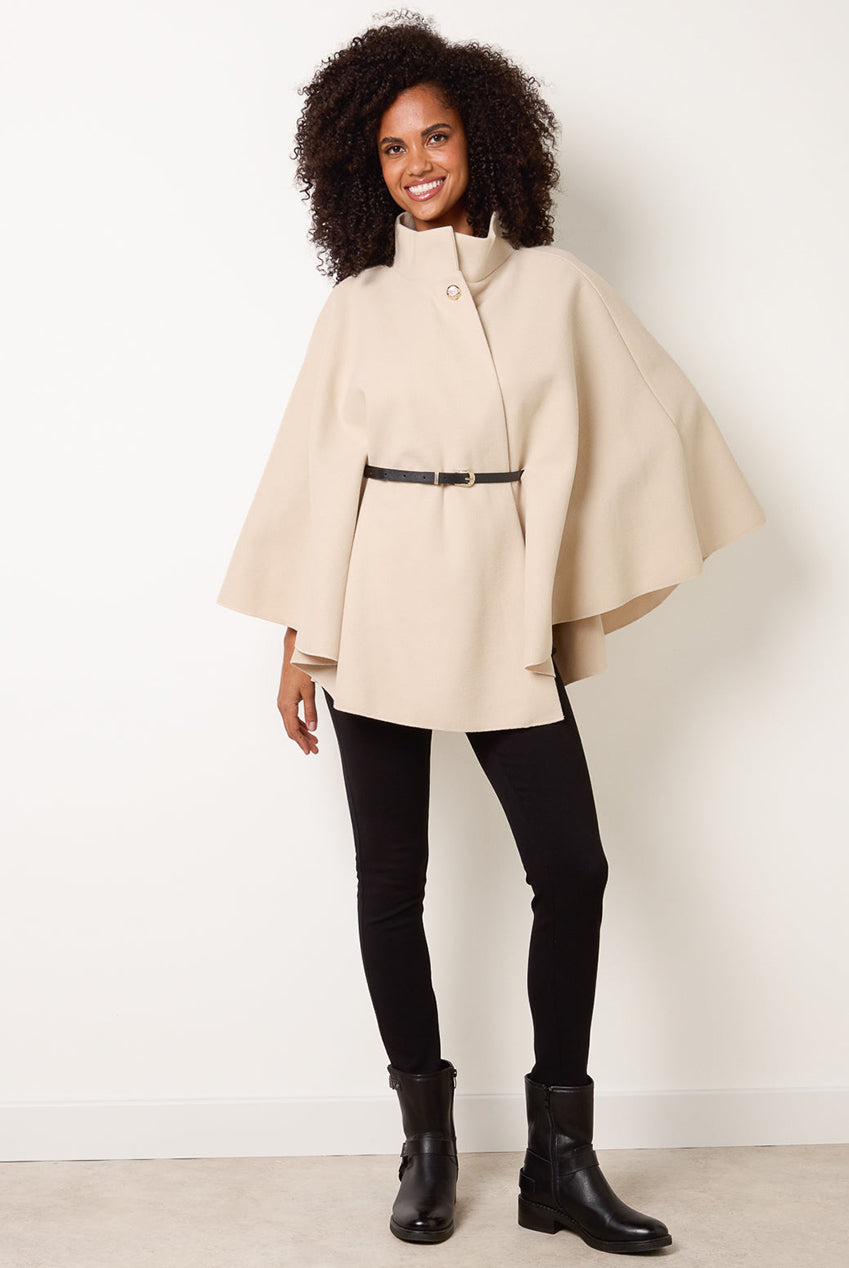 Funnel Neck Tie Front Cape BV261100001