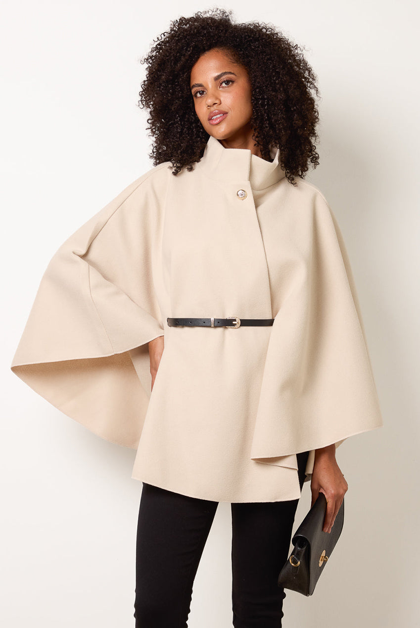 Funnel Neck Tie Front Cape BV261100001