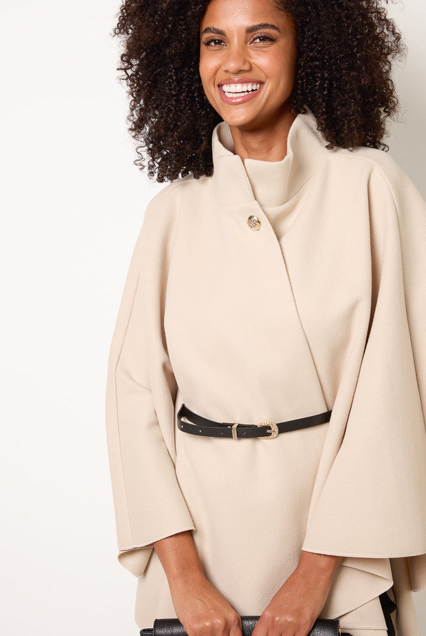 Funnel Neck Tie Front Cape BV261100001