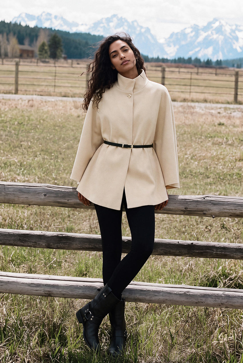 Funnel Neck Tie Front Cape BV261100001
