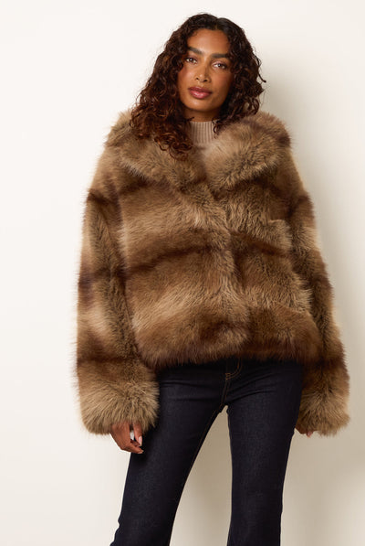 Mocha - Faux Fur Short Coat by Blue Vanilla