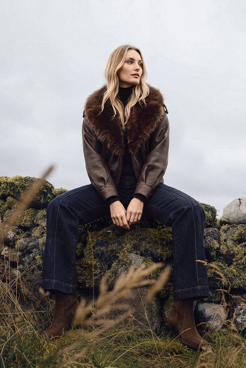 PU Faux Fur Trimmed Jacket BV261115030