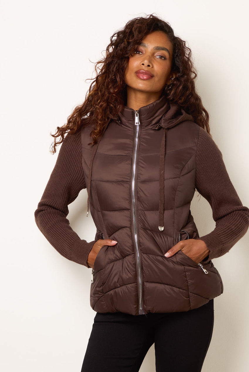 Knitted Sleeve Puffer Jacket BV261119030