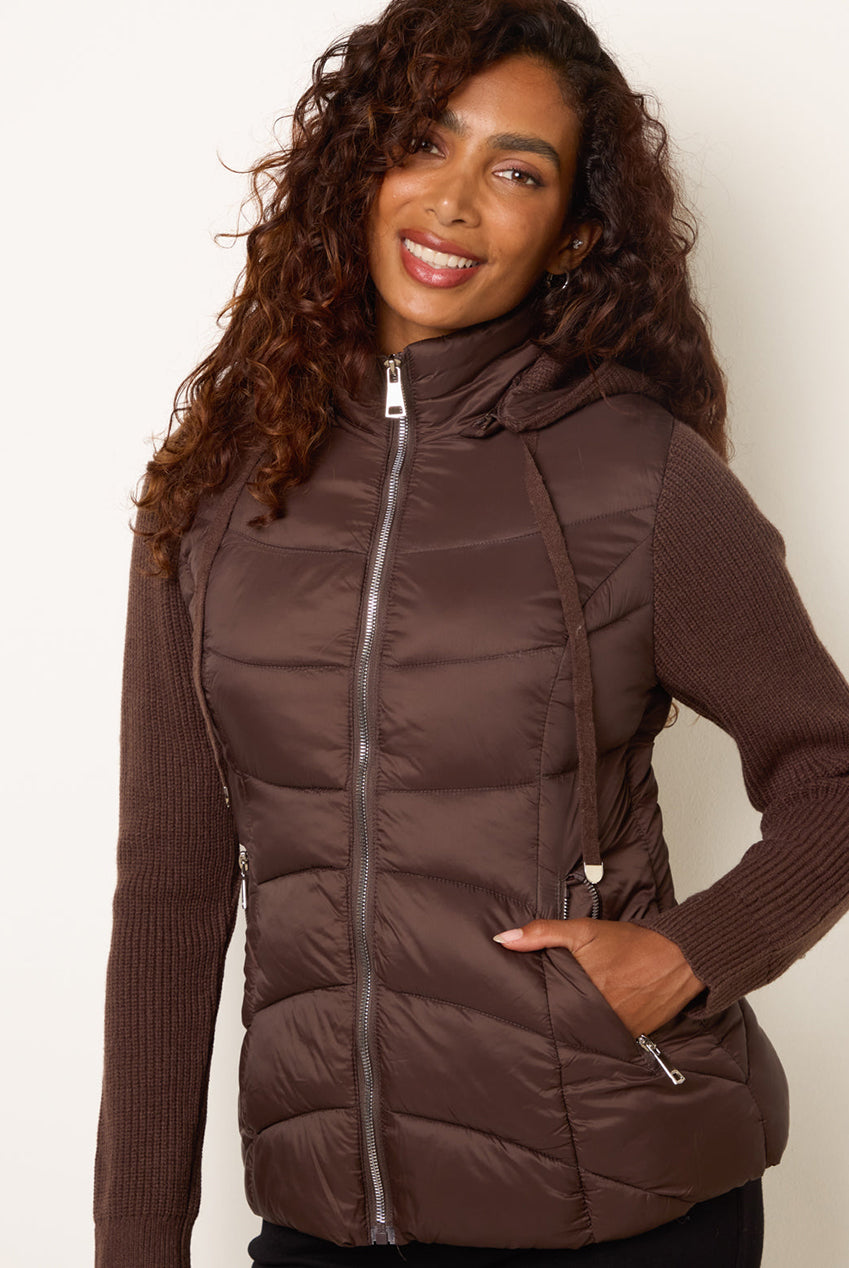 Knitted Sleeve Puffer Jacket BV261119030