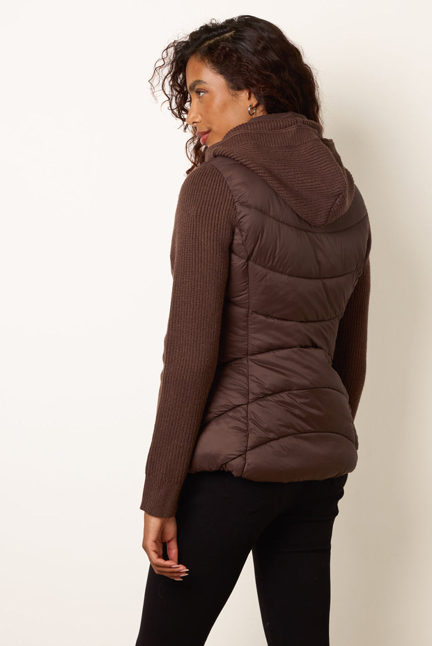 Knitted Sleeve Puffer Jacket BV261119030