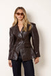 PU Leather Croc Shoulder Pad Blazer by Blue Vanilla