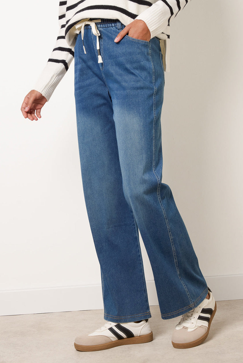 Elasticated Waist Jeans With Tie BV261203018