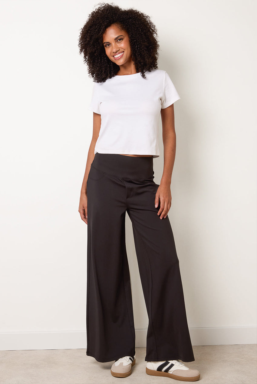 Wide Leg Soft Touch Trousers With Stretch BV261204003