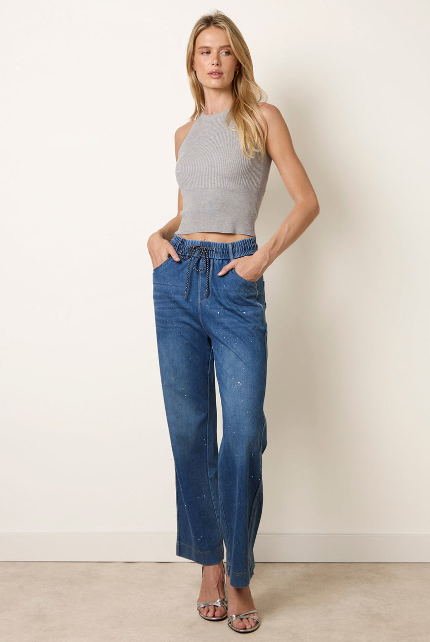 Paint Splashed Mirror Embellished Jeans BV261212018