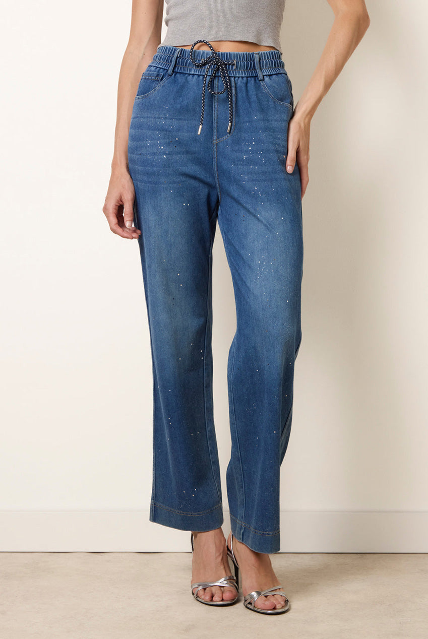 Paint Splashed Mirror Embellished Jeans BV261212018