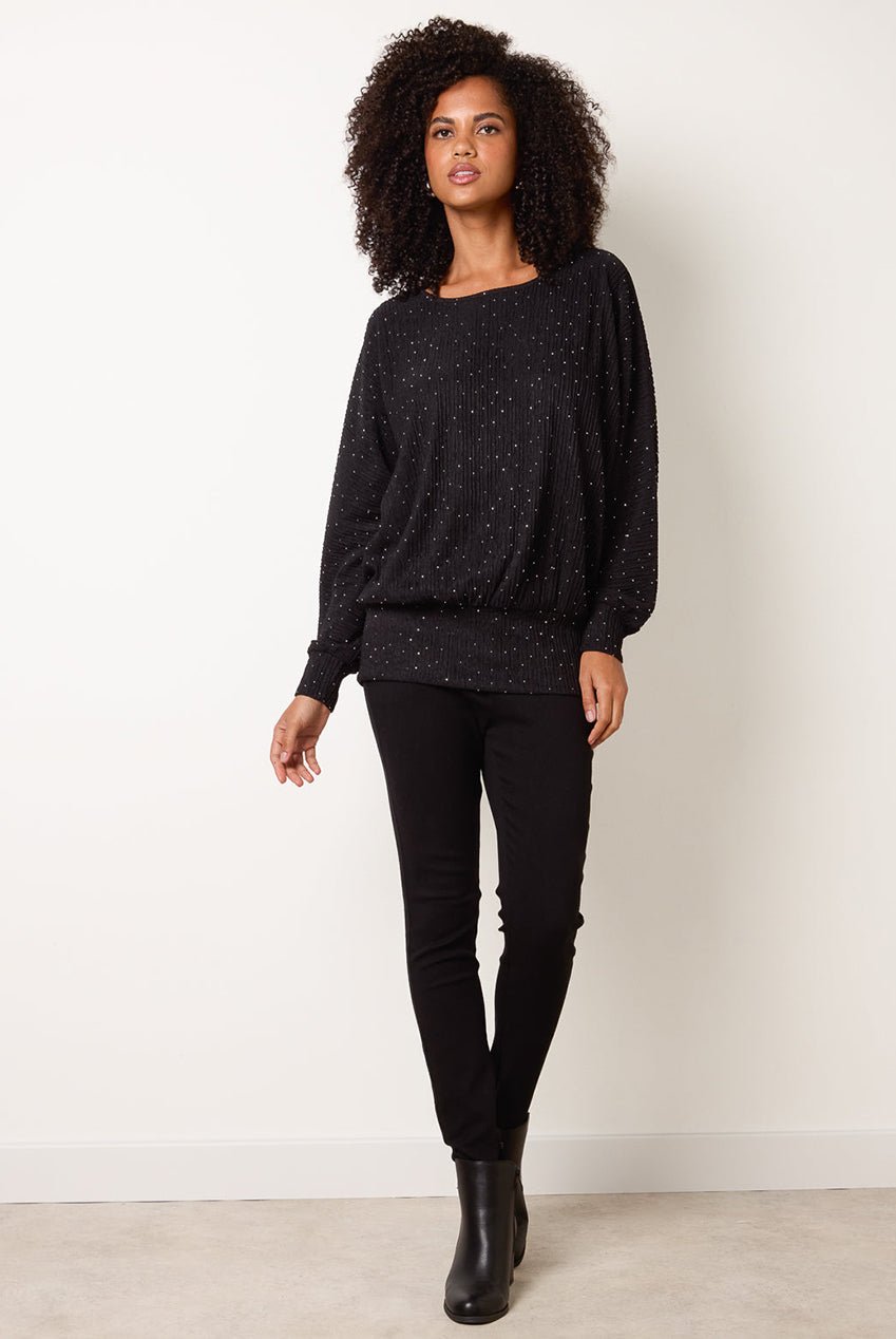 Rhinestone Batwing Top BV261406003