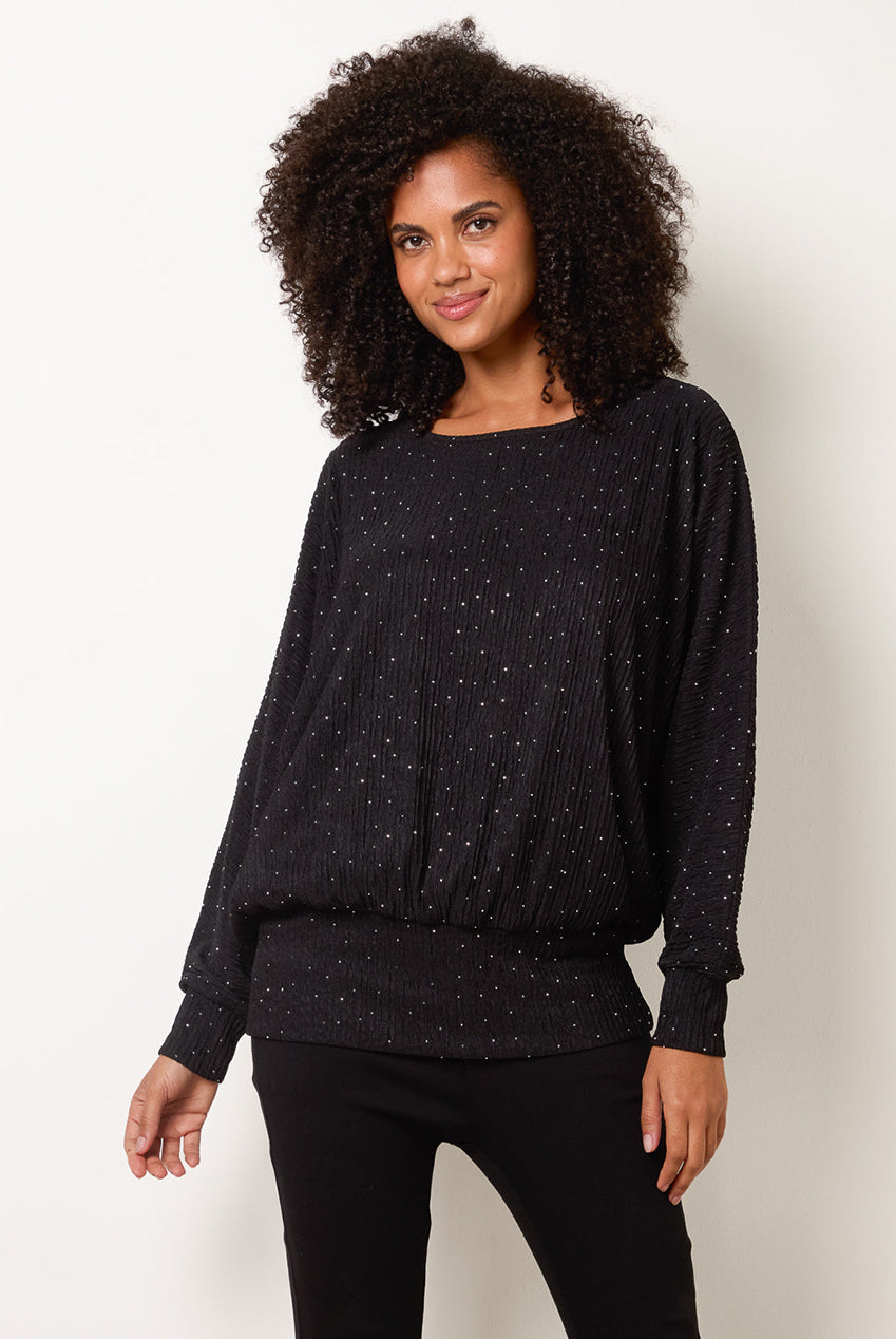 Rhinestone Batwing Top BV261406003