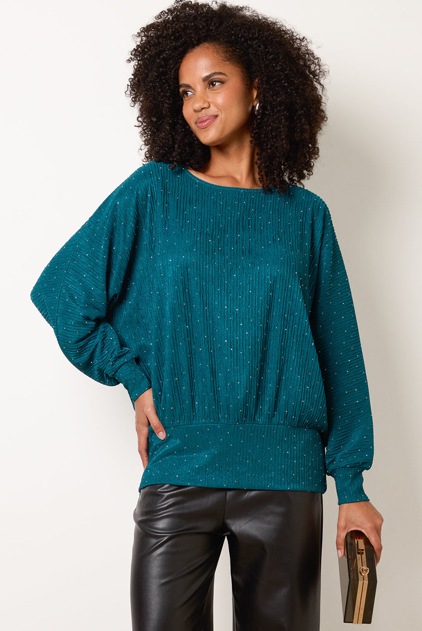 Rhinestone Batwing Top BV261406043