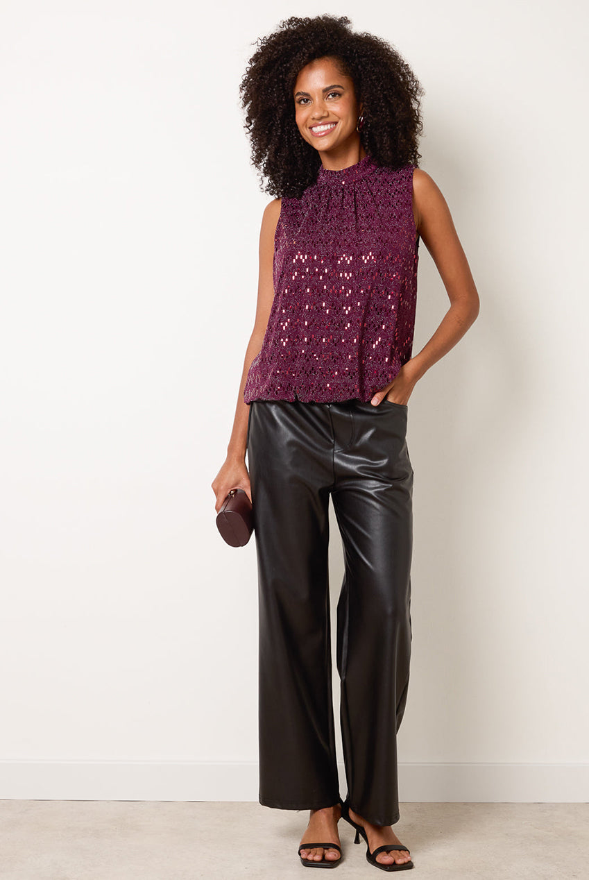 High Neck Metallic Puff Ball Blouse BV261418901