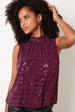 High Neck Metallic Puff Ball Blouse by Blue Vanilla
