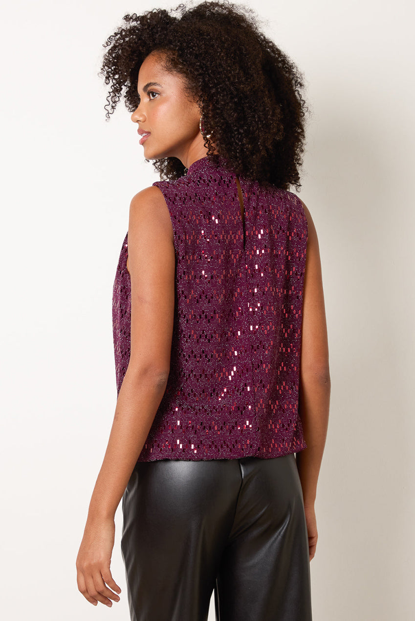 High Neck Metallic Puff Ball Blouse BV261418901