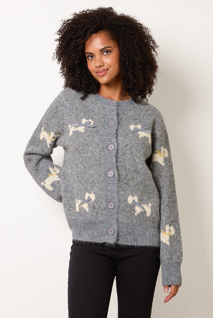 Dog Button Down Cardigan With Bows BV261501019