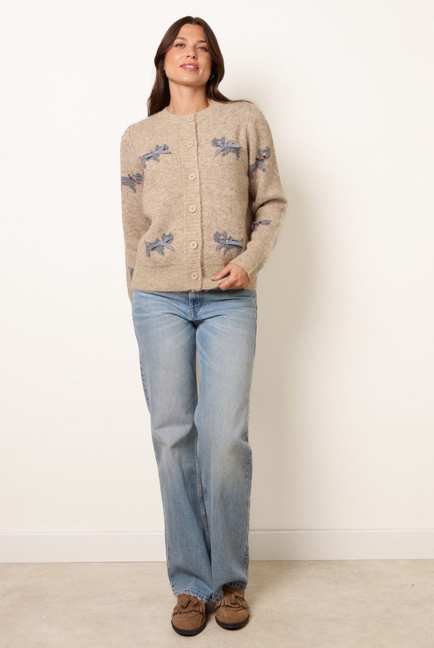 Dog Button Down Cardigan With Bows BV261501001