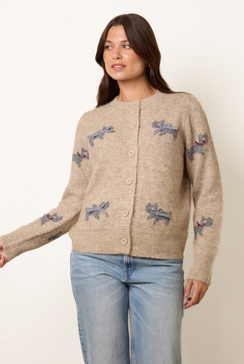 Dog Button Down Cardigan With Bows BV261501001