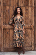 Elasticated Shirred Waist V Neck Midi Dress by Blue Vanilla
