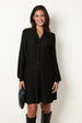 Metallic Button Front Dress With Tie Waist by Blue Vanilla