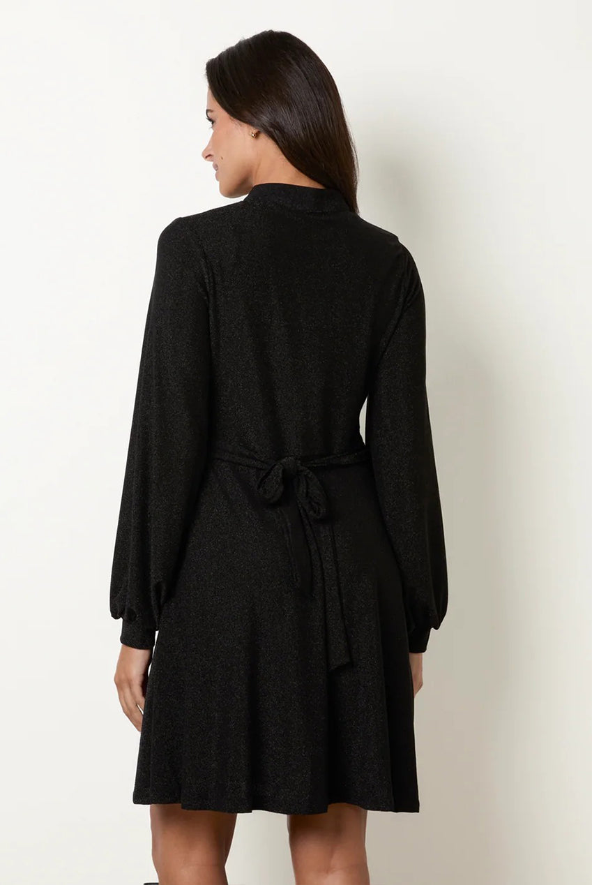 Metallic Button Front Dress With Tie Waist BV261820003
