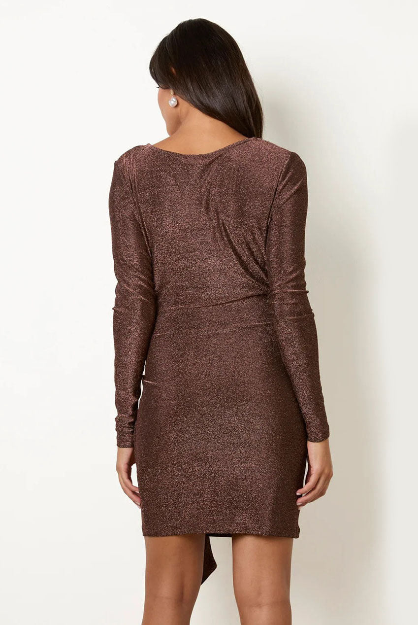 Slinky Metallic Tie Front Mini Dress BV261828184