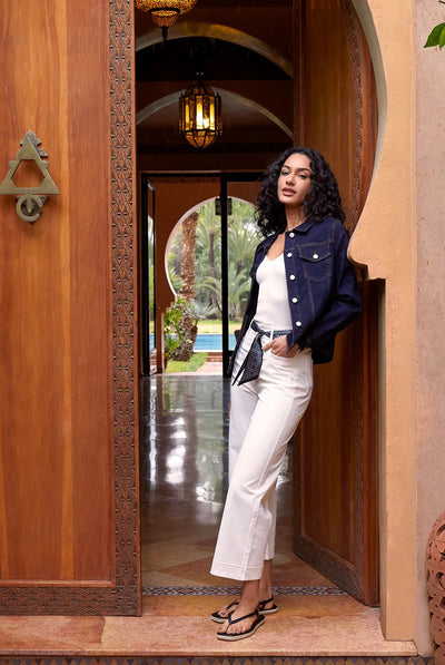 White - Scarf Belt Trousers by Blue Vanilla