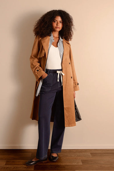 Indigo - Contrast Drawstring Waist Wide Leg Trousers by Blue Vanilla