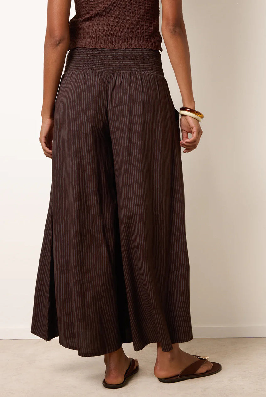 Wide Leg Shirred Waist Wavy Trousers BV269237030