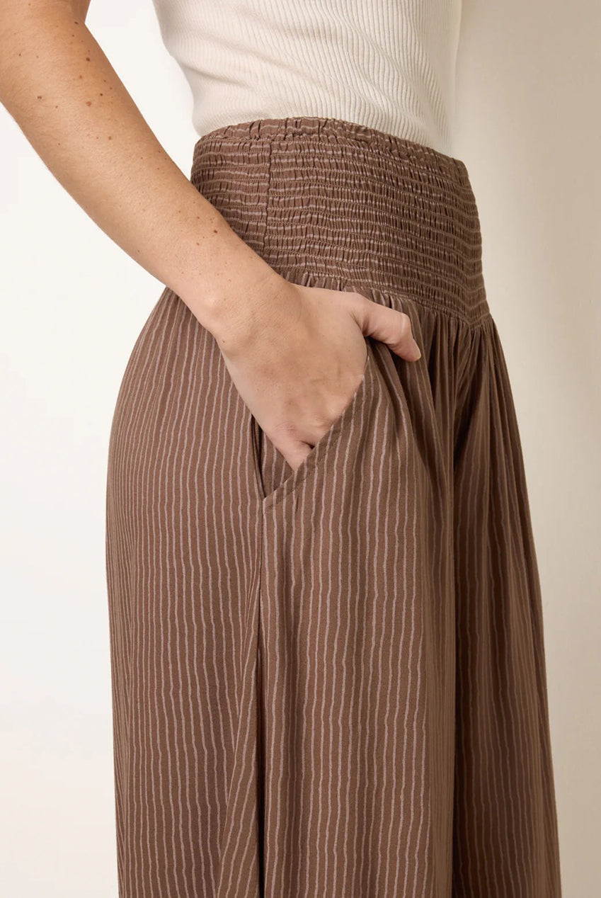 Wide Leg Shirred Waist Wavy Trousers BV269237004