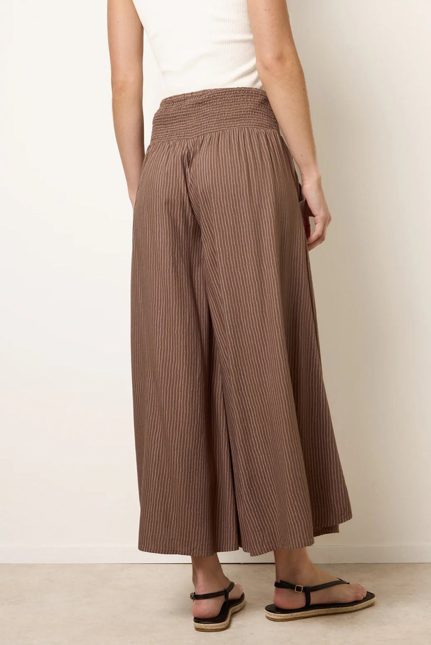 Wide Leg Shirred Waist Wavy Trousers BV269237004