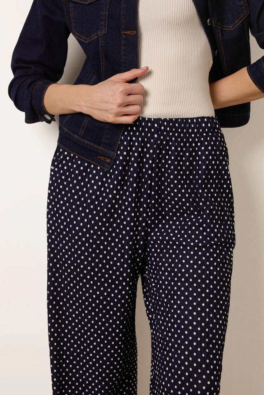 Spot Print Crinkle Wide Leg Trousers BV269241008