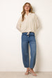 Drawstring Seam Detail Wide Leg Jeans by Blue Vanilla