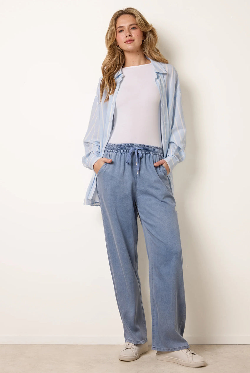Elasticated Waist Wide Leg Jeans BV269258018