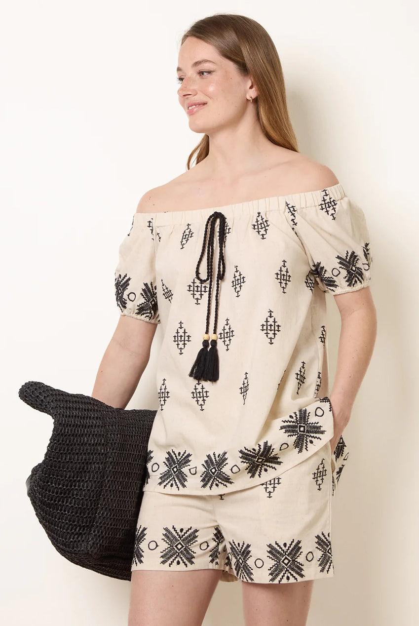 Embroidered Bardot Top BV269401001