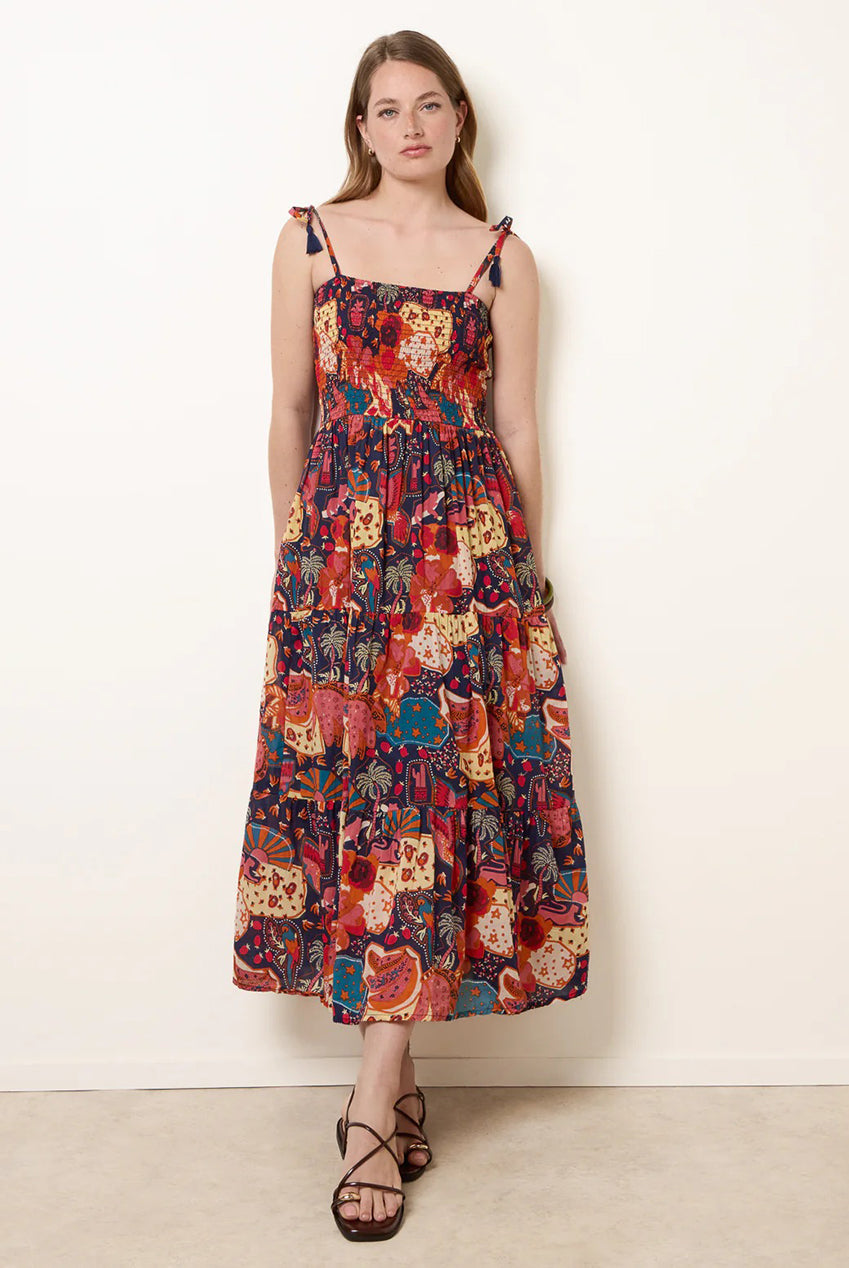 Bold Print Shirred Waist Dress BV269800008