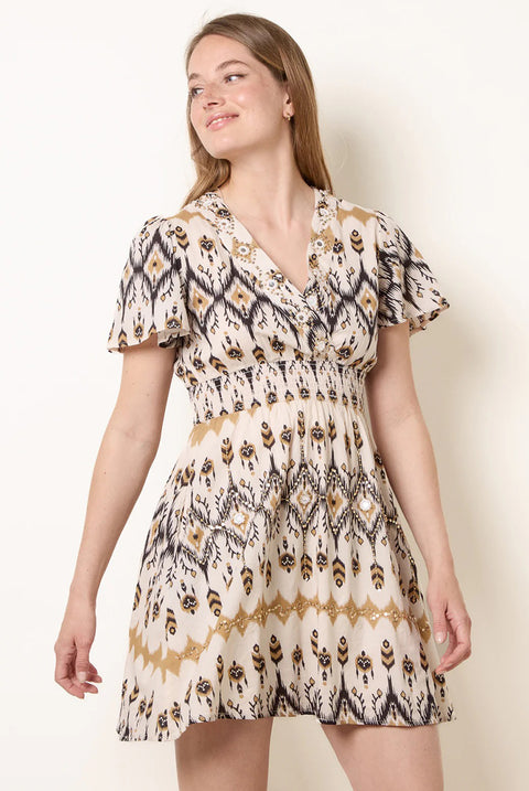 Embroidered Wrap Front Mini Dress by Blue Vanilla